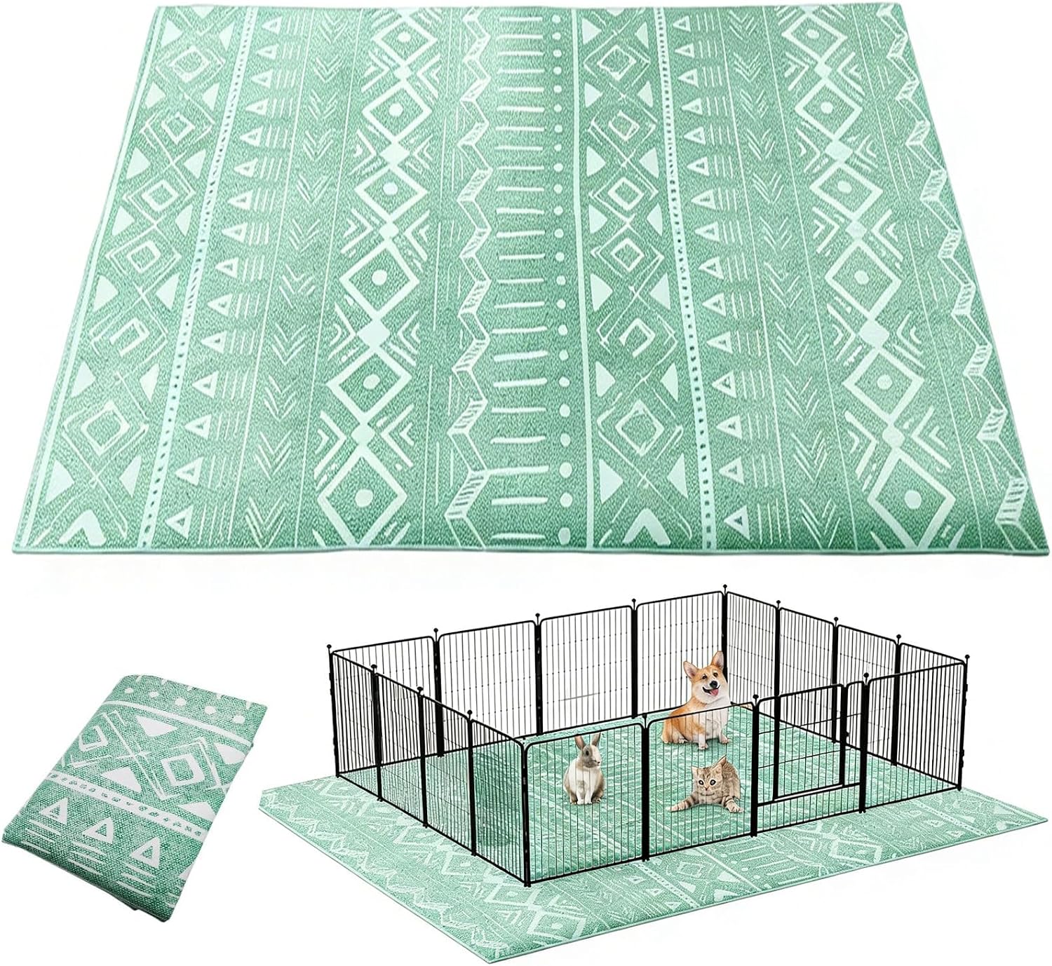 BNOSDM 79" X 55" Large Bunny Cage Liner Washable Reusable Big Rabbit Pads Floor Mat for Rabbits Anti Slip Rug for Bunnies, Pet Carpet for Chinchillas Cats Guinea Pigs Ferrets Dogs - Image 13