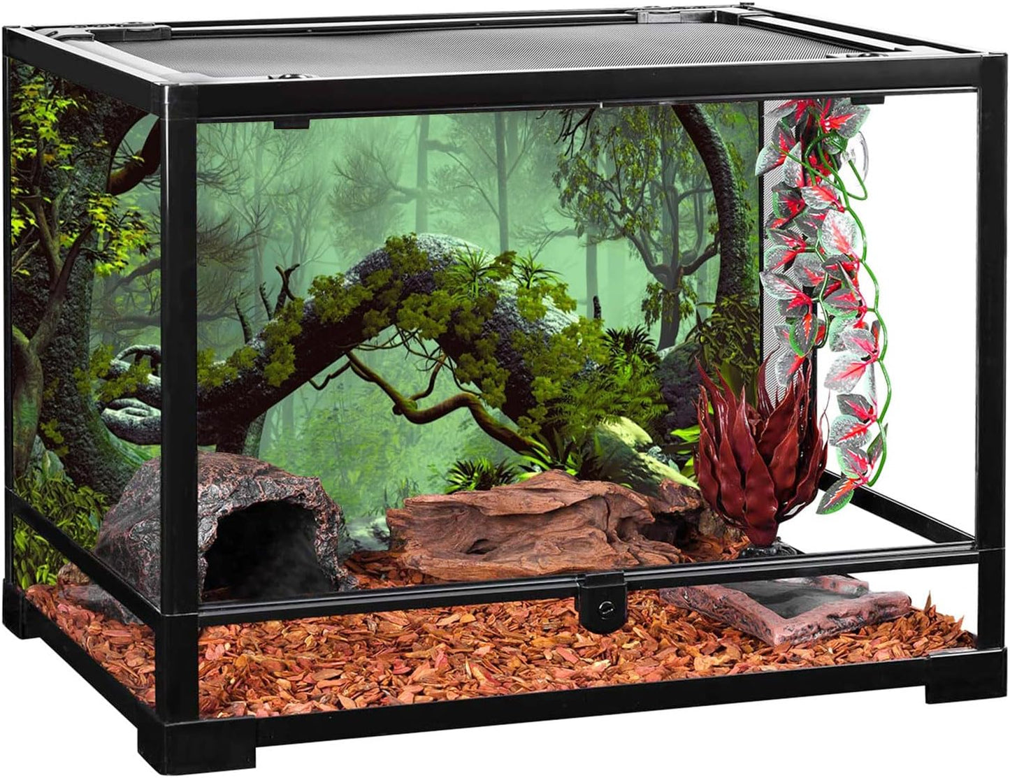 AWERT forty-eight by eighteen inches foggy forest aquarium poster packaging items