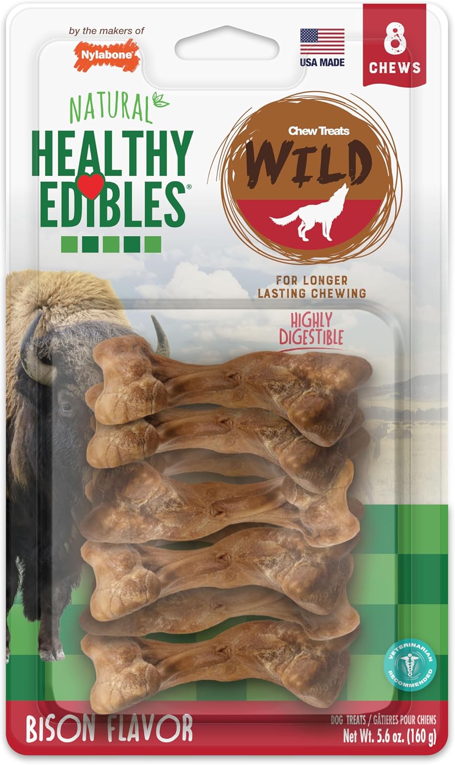 Nylabone Healthy Edibles WILD Natural Dog Chew Treats, Bison Flavor, Small Dogs Up to 20 lbs - Made in USA (16 Count) - Image 14