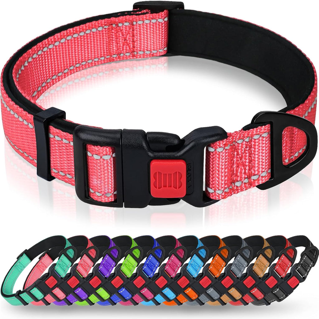 Taglory Reflective Dog Collar for Large Dogs, Soft Neoprene Padded with Escape-Proof Locking Buckle, Upgraded Zinc Alloy Ring, Adjustable for Pitbull Labrador Retriever, Red,L - Image 15