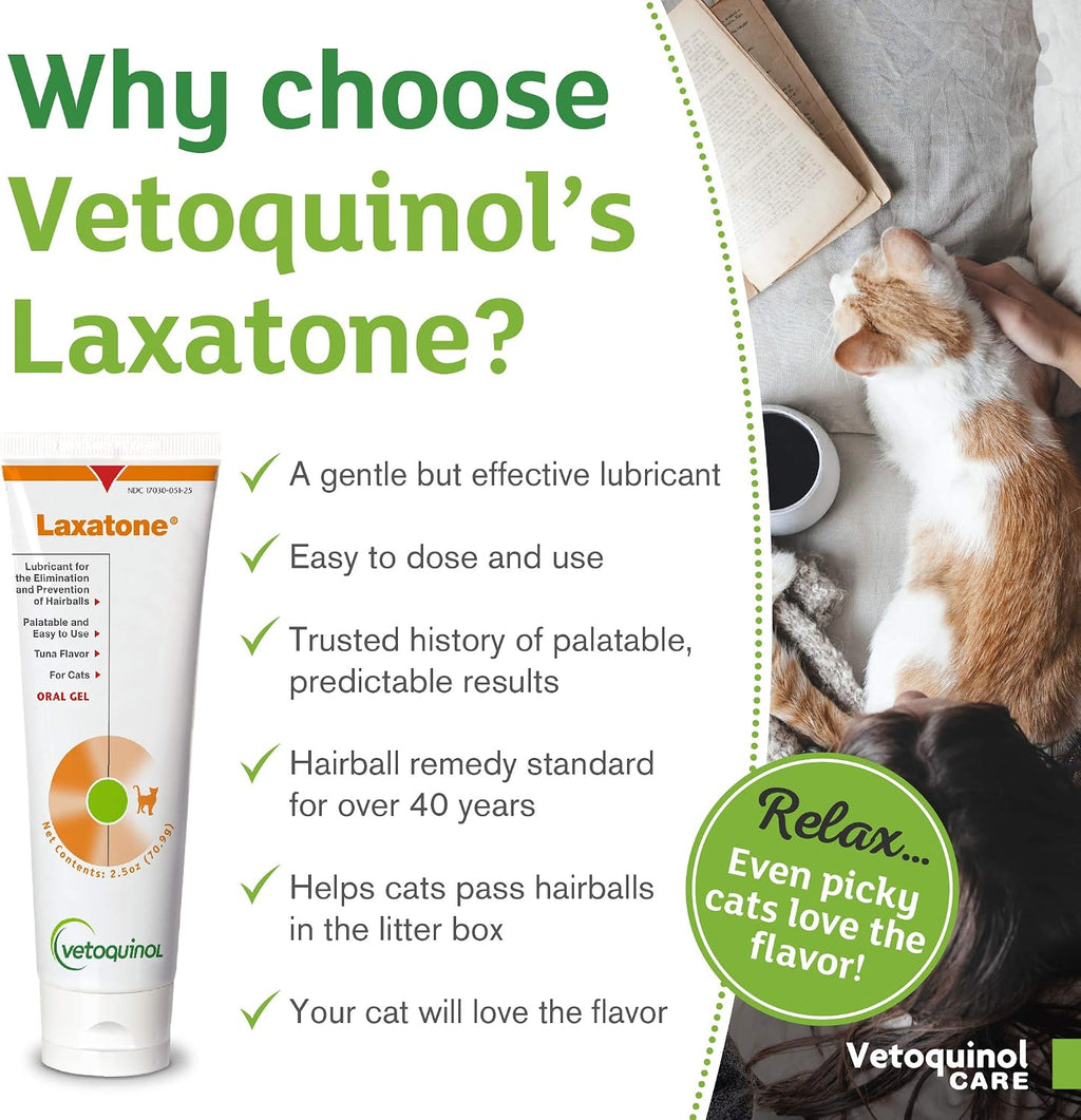 Vetoquinol Laxatone 2.5 ounce tube next to packaging box