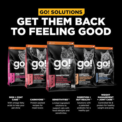 Go Solutions 3 pound bag of grain free hypoallergenic salmon formula dry cat food