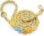 Handmade 5ft Braided Cotton Dog Leash with Unique Floral Handle, Durable and Stylish, Ideal for Small to Large Dogs,Rainbow Mix - Image 12
