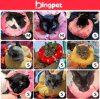 Water-resistant plush pet Elizabethan collar demonstrating clear side visibility for cats.
