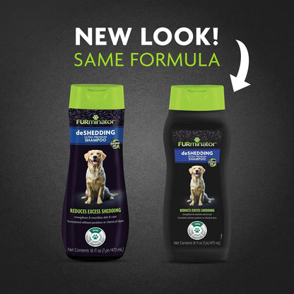 Back of FURminator shampoo bottle with ingredient and usage details