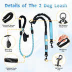 Leosasa two pet walking lead displaying the three thickened sponge padded comfort handles.