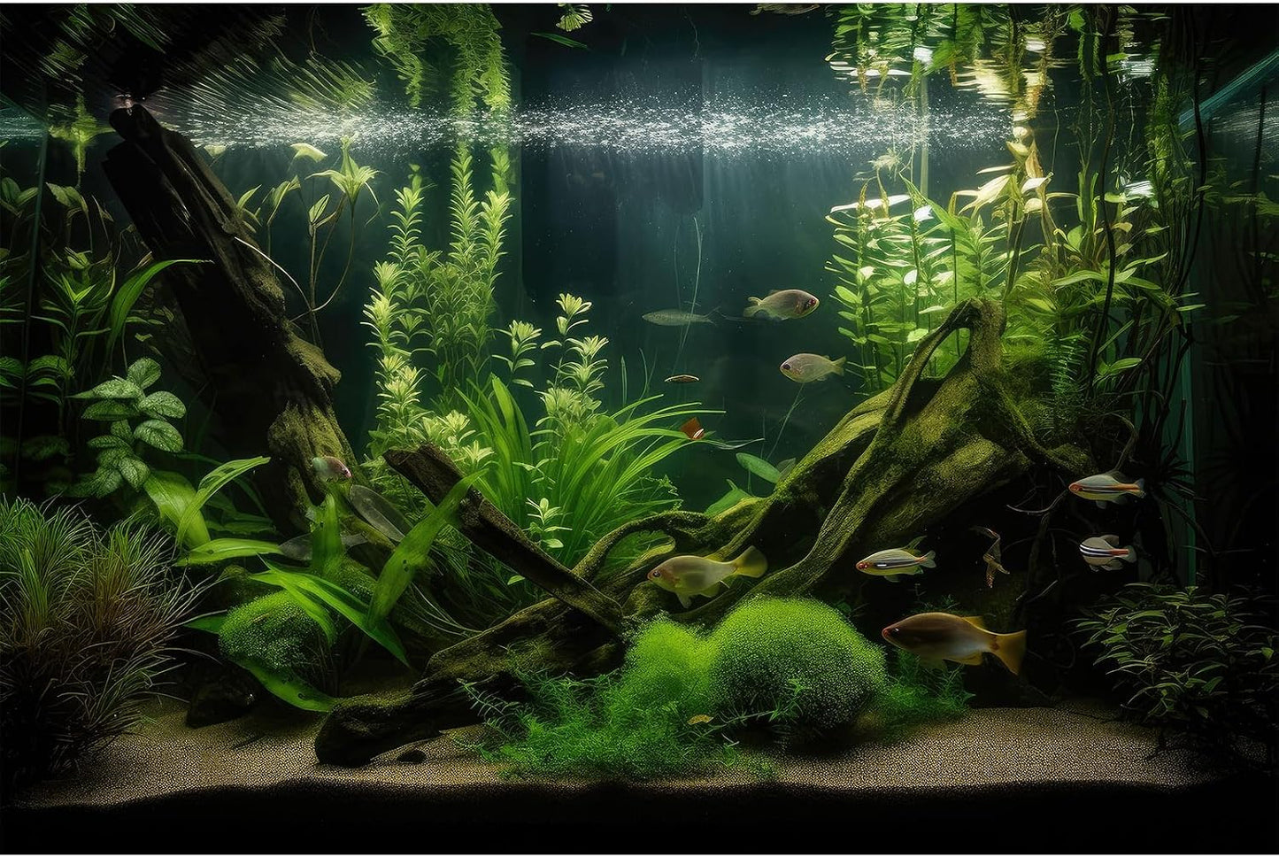 Underwater Aquarium Background Underwater Aquatic Plants with Sunbeams Fish Tank Background Rock with Lush Moss Terrarium Background Aquarium Backdrop For Tank Decorations Poster Vinyl 24x12in - Image 12