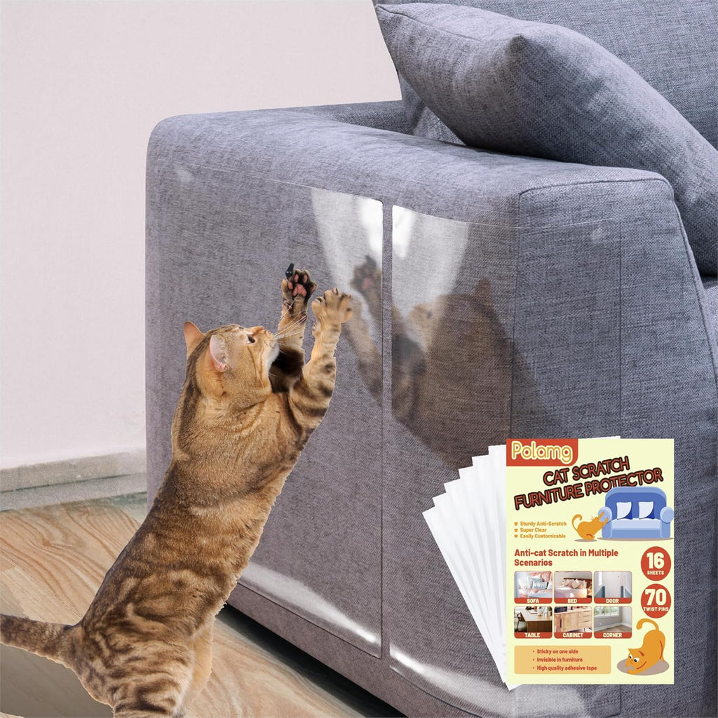 Anti-Cat Scratch Furniture Protector-12-Pack -Single-Sided, Heavy-Duty Self-Adhesive Tape, No-Residue for Couch, Doors & Walls - with 52 Twist Pins - Image 9