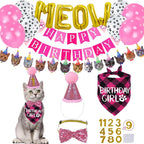 STMK Cat Birthday Decorations, Cat Birthday Hat with Number Bandana Bow Tie Collar for Cats Kittens Apparel Birthday Outfits - Image 11