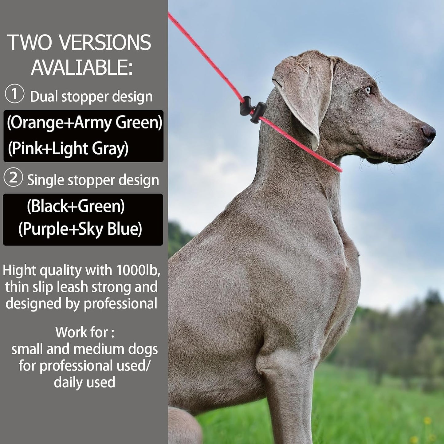 Heavy duty 4.3 millimeter puppy leash with 1000 pound pull force