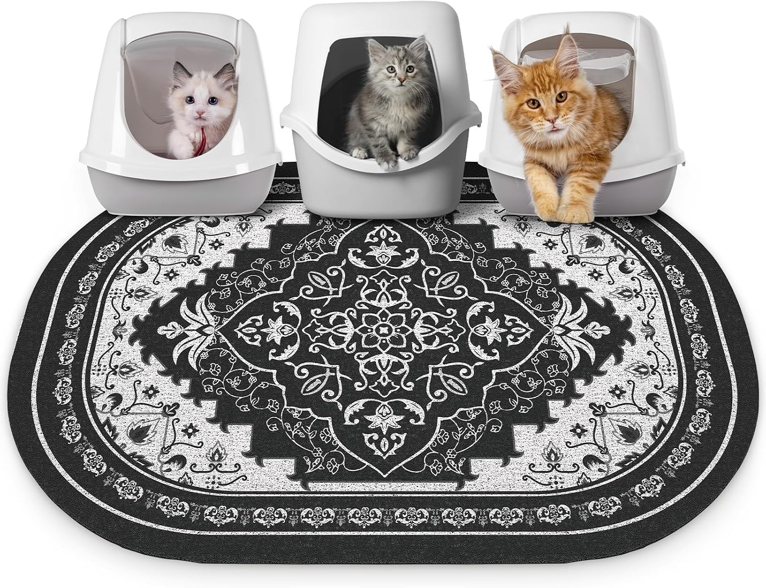 Bienbee Cat Litter Mat, 24" x 15" Litter Box Mat Rug with Non-Slip Bottom,Urine and Water Proof, Easy to Clean Cat Supplies Essentials for Indoor Kitty Kitten Floor, Bean-Green M - Image 15