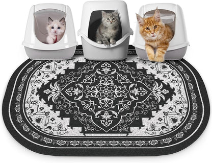 Bienbee Cat Litter Mat, 24" x 15" Litter Box Mat Rug with Non-Slip Bottom,Urine and Water Proof, Easy to Clean Cat Supplies Essentials for Indoor Kitty Kitten Floor, Bean-Green M - Image 15