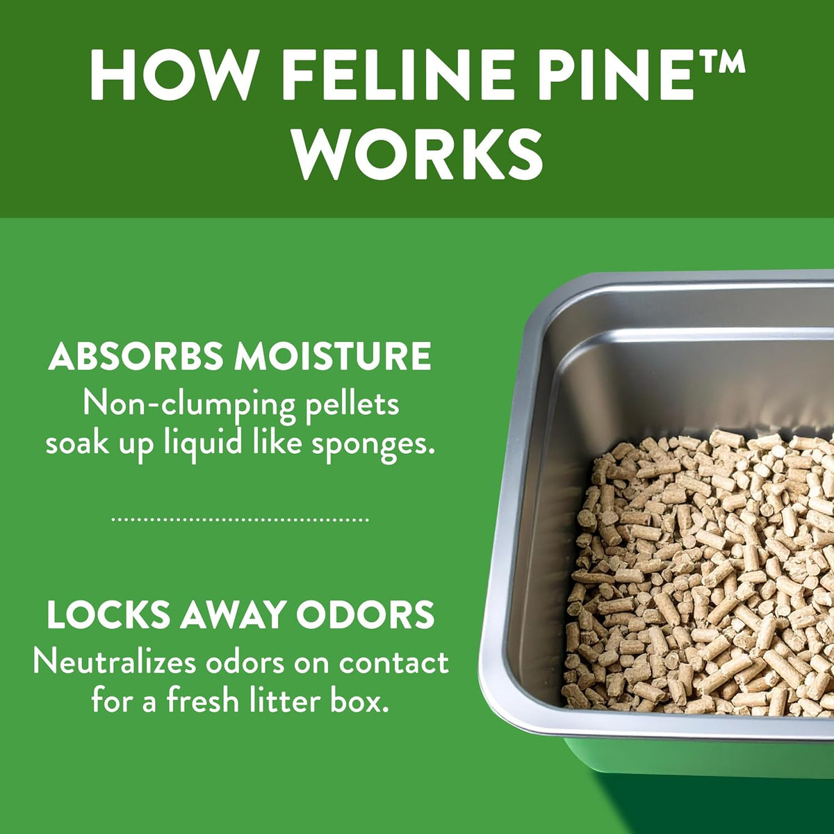 Feline Pine litter pouring into a cat litter box