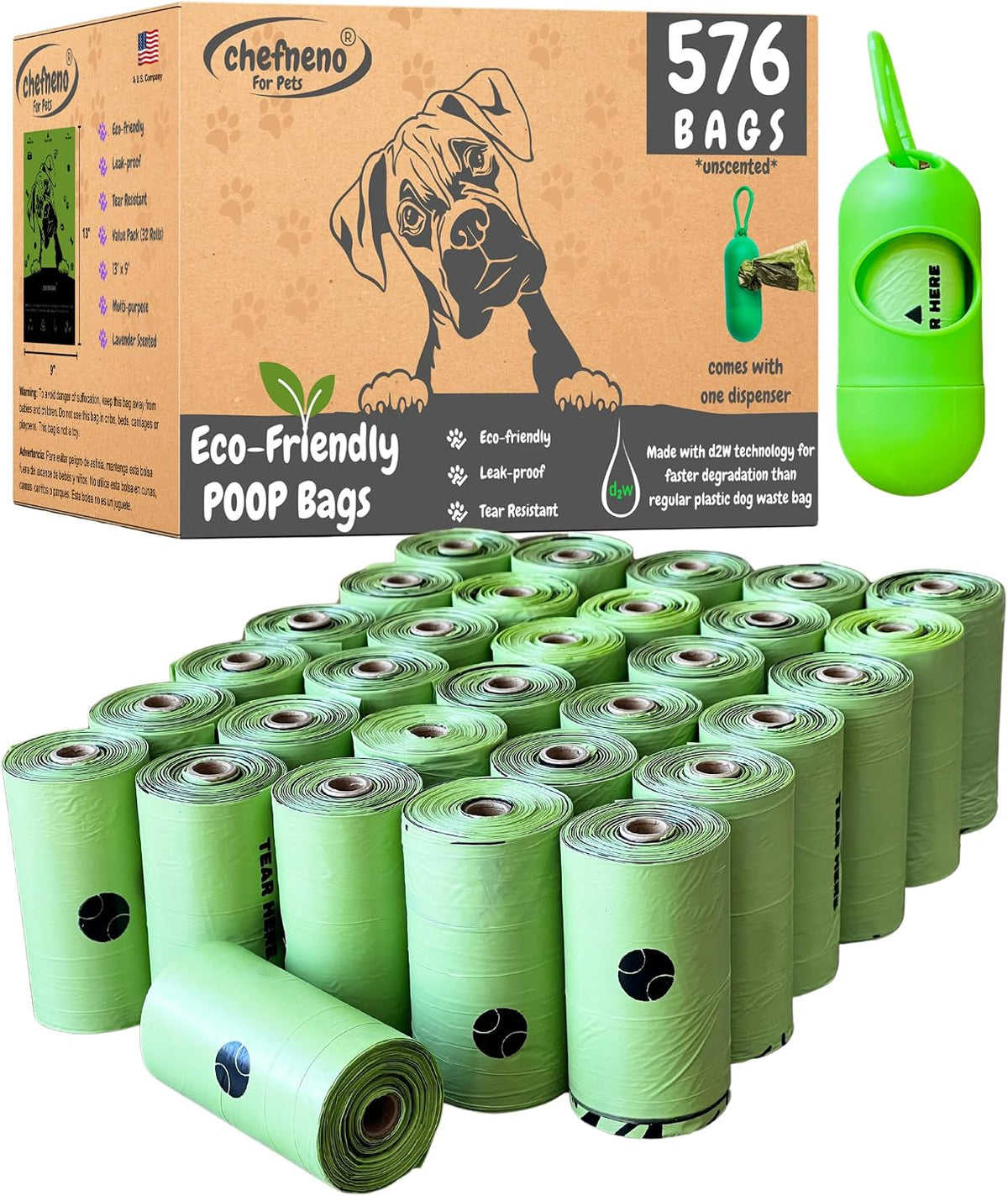Doggy Poop Bags Biodegradable with Dispenser (1440 Bags) Eco-friendly Dog Waste Pickup Bags Landfill-friendly Refill Rolls Cat Waste Bags (Green, 72 Rolls, Unscented) - Image 13