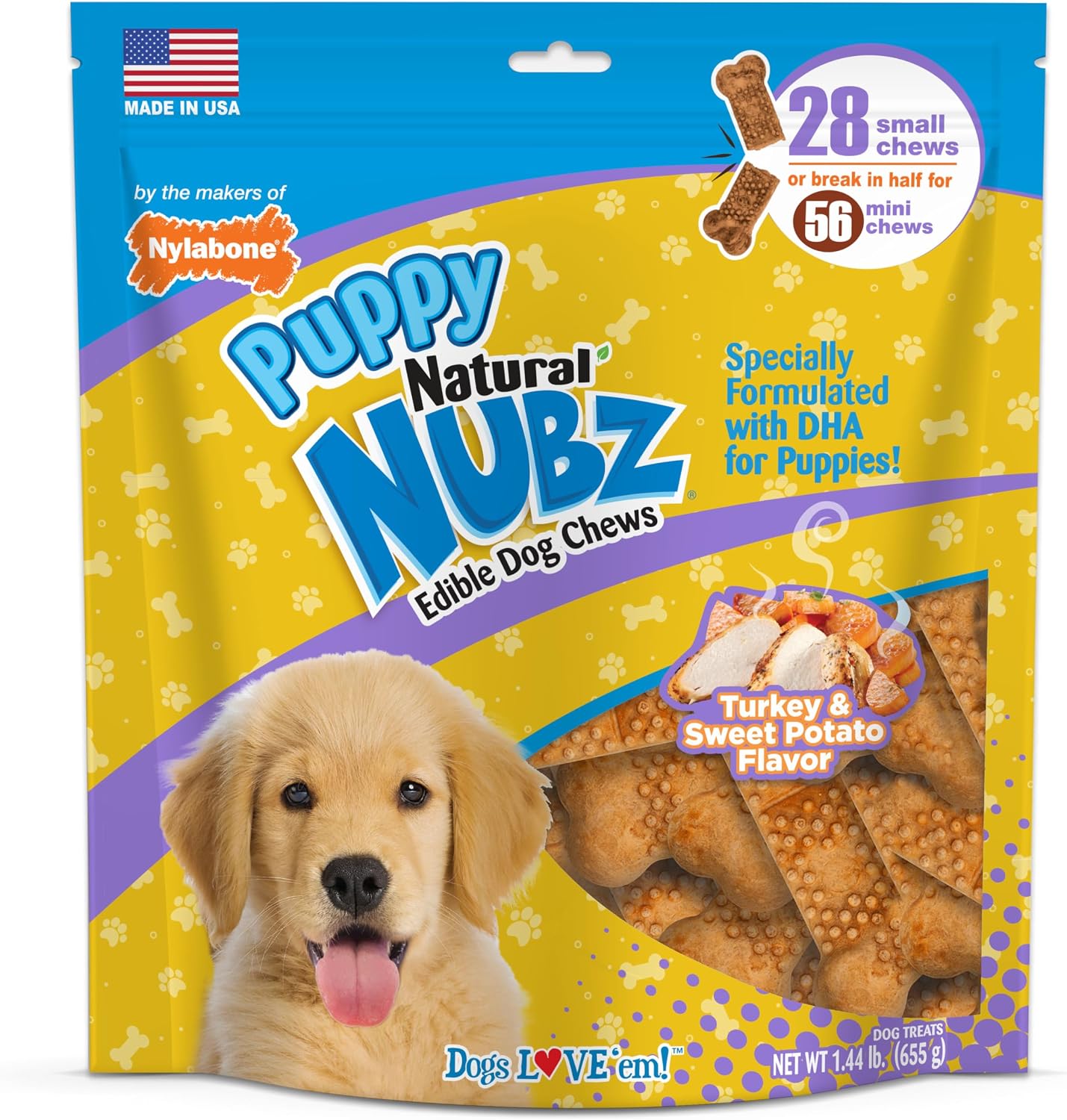 Nylabone Nubz Natural Puppy Chew Treats front packaging view