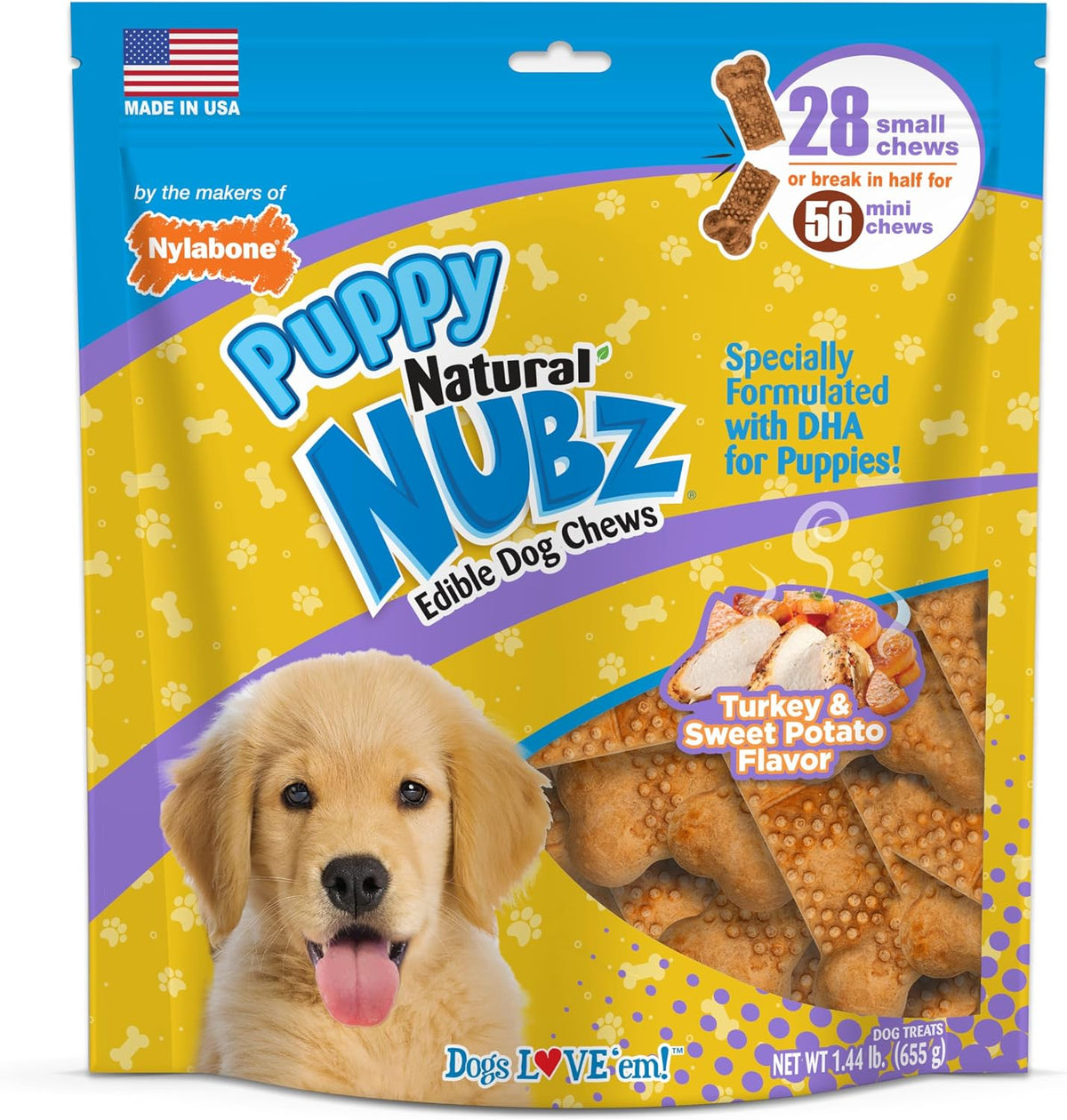 Nylabone Nubz Natural Puppy Chew Treats front packaging view
