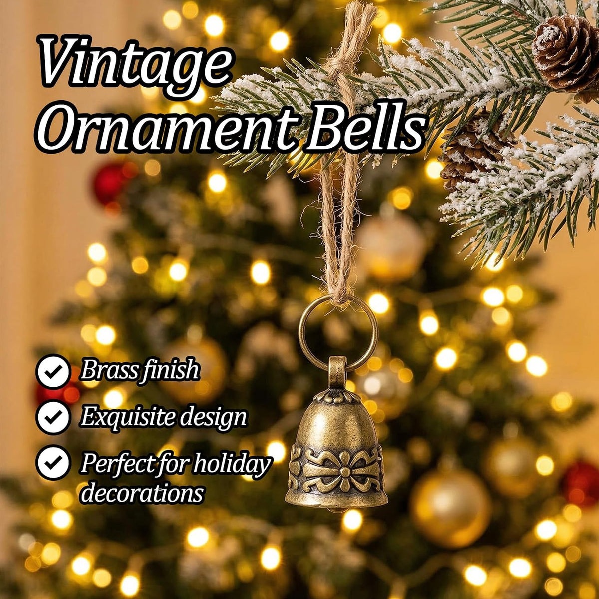 Authentic USA imported brass pet accessory bells set of two pieces on a clean background