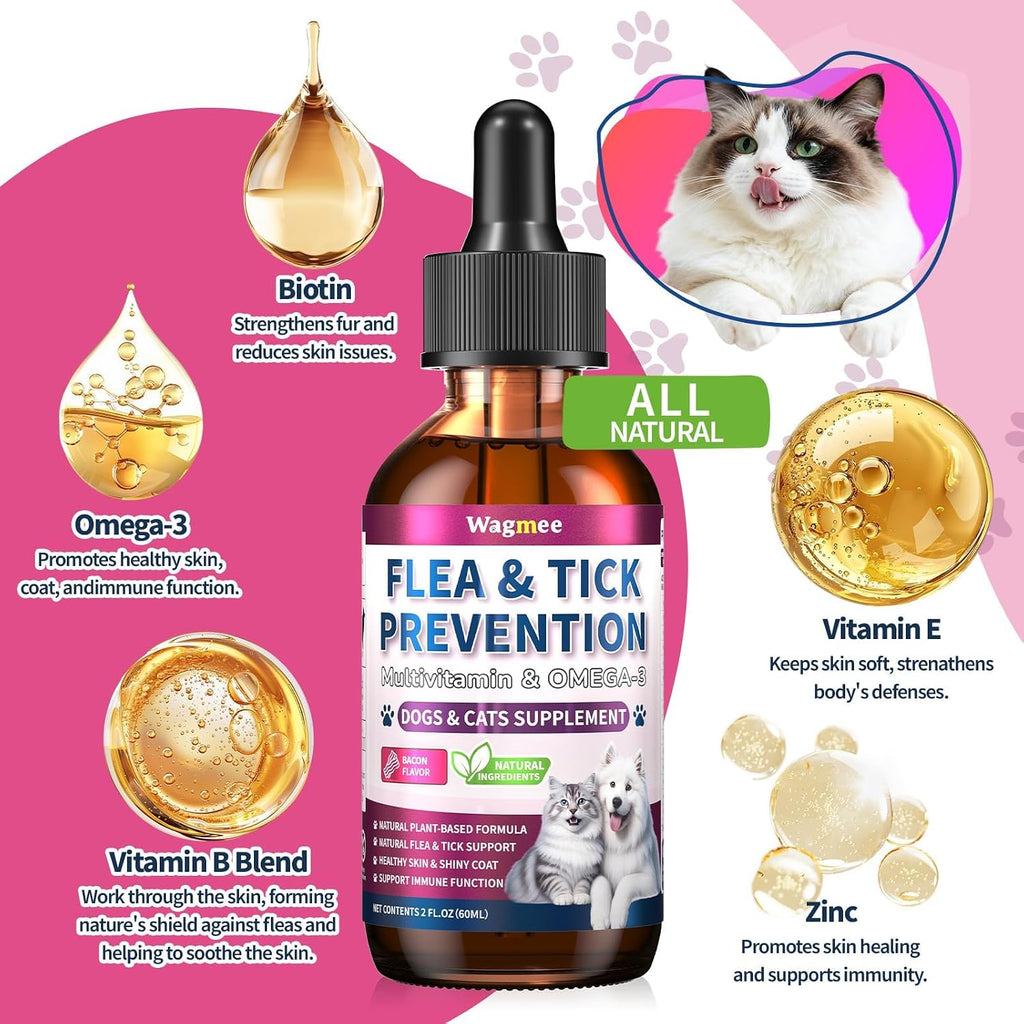 Omega three and biotin infused flea support drops for dogs