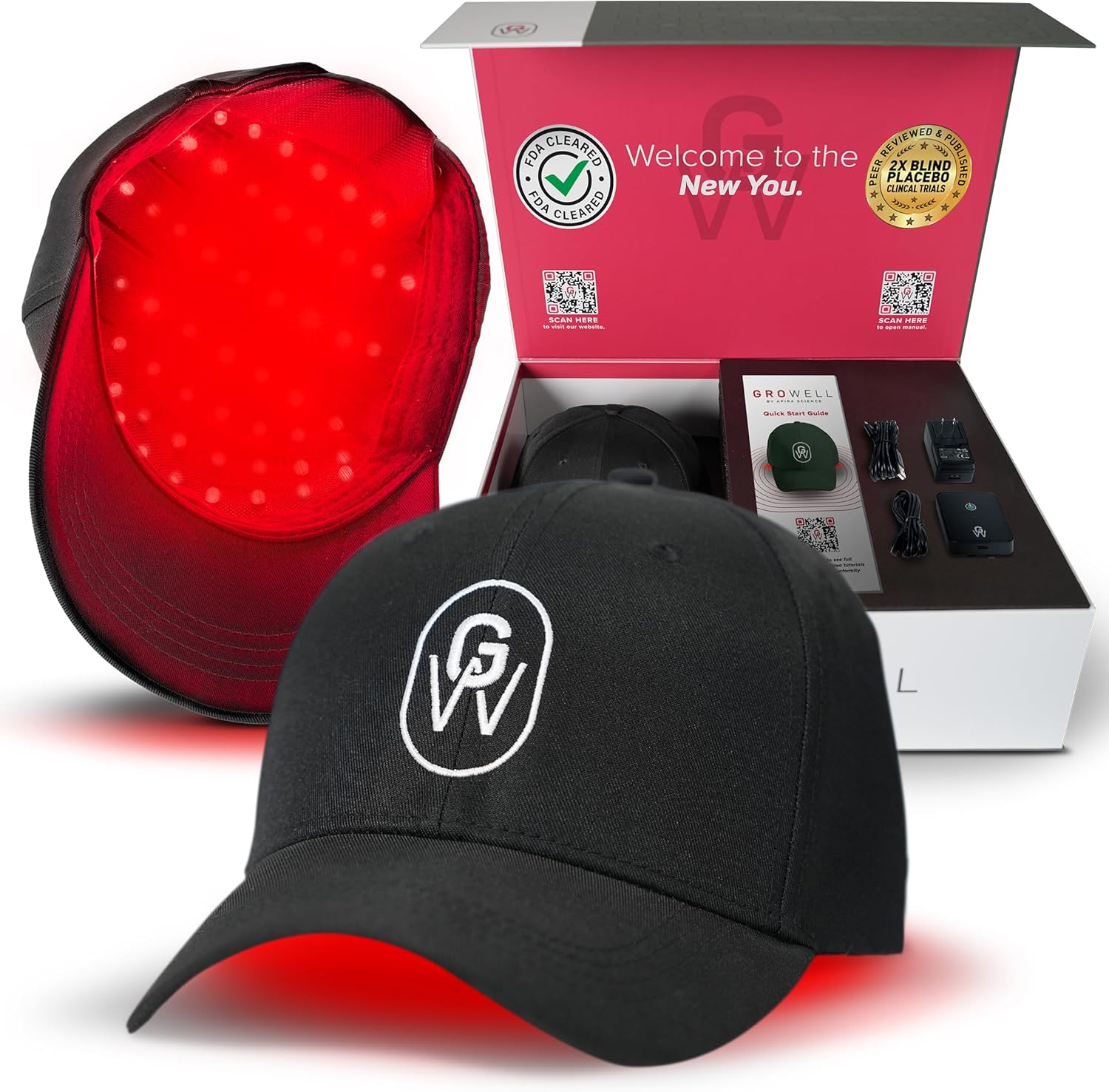 GroWell Red Light Therapy Hair Growth Cap front view