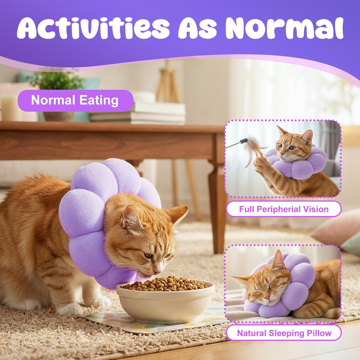 Lightweight purple flower shape pet cone collar for small dogs