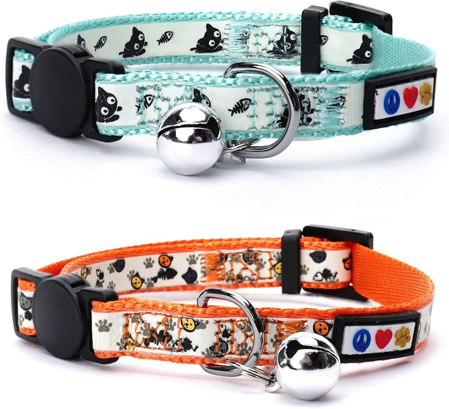 Pawtitas Glow in the Dark Cat Collar with Breakaway Safety Buckle & Bell Adjustable Kitten Collar, Pink - Image 11