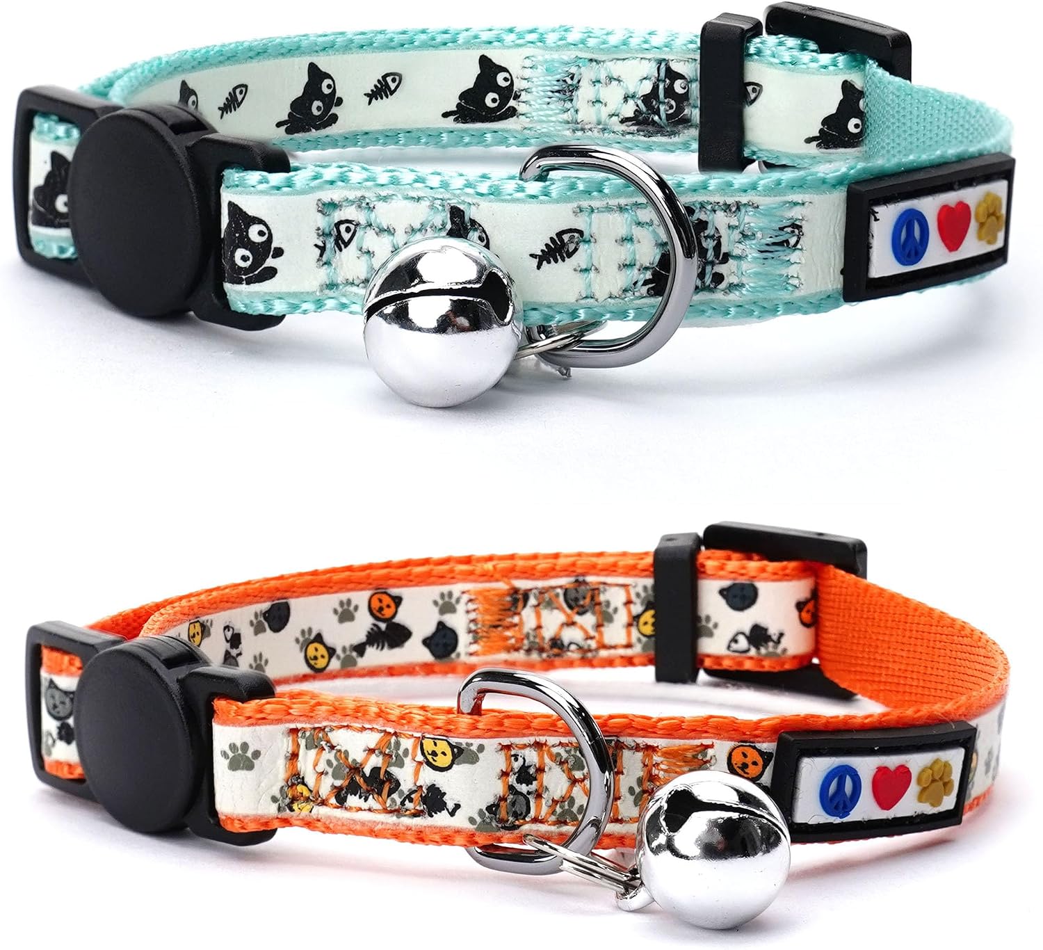 Pawtitas Glow in the Dark Cat Collar with Breakaway Safety Buckle & Bell Adjustable Kitten Collar, Pink - Image 11