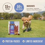 Back of packaging showing ingredients for Waggin' Train jerky