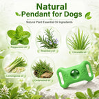 Lightweight outdoor pet pendant with three included botanical essential oil refills displayed on a clean background.