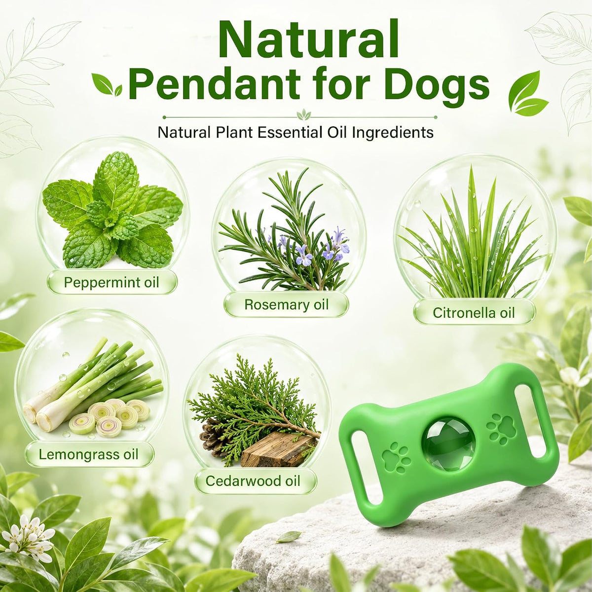 Adjustable natural essential oil pet pendant set with nine replacement refills included