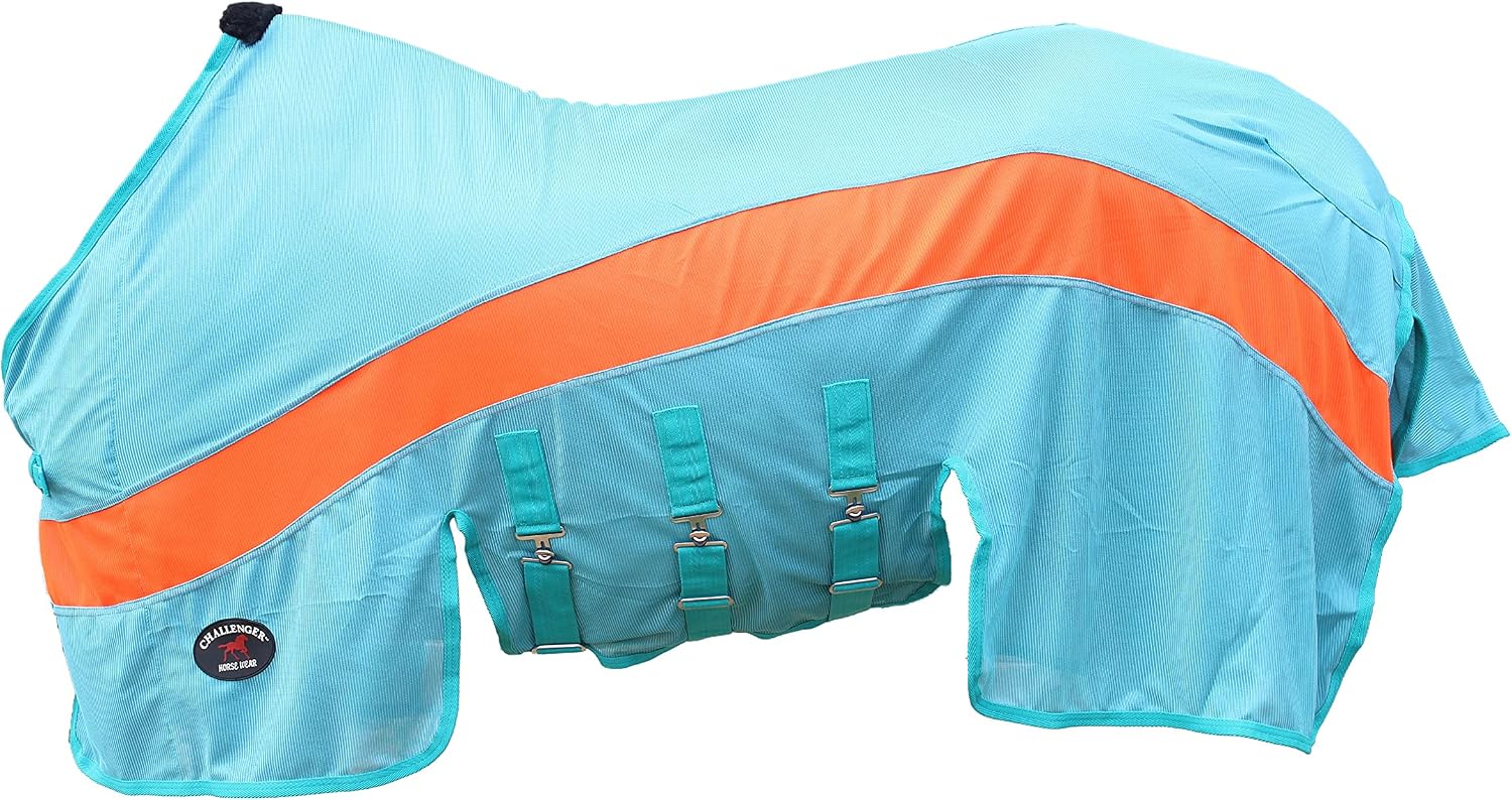 Detailed shot of the fleece wither protection padding on the turquoise summer blanket