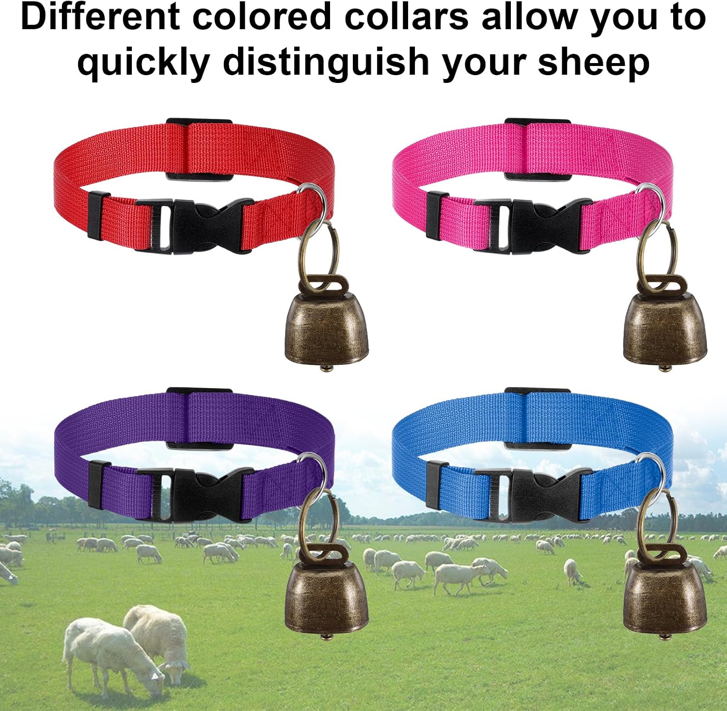 Premium weather resistant sheep and lamb identification collars with metal buckles