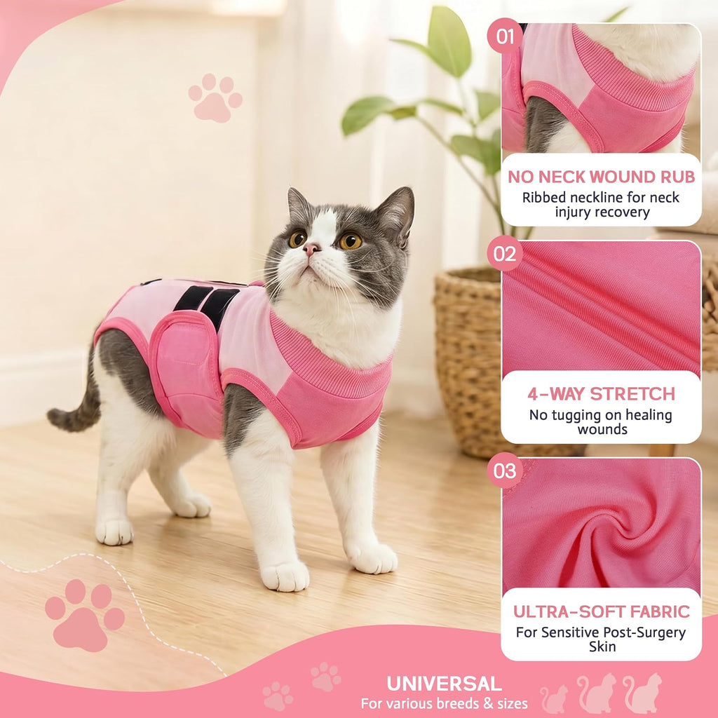 Pumyporeity cat surgery shirt side profile showing stretch fit