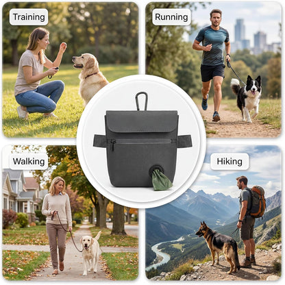 Shmidgoo dog training treat pouch attached to waistband