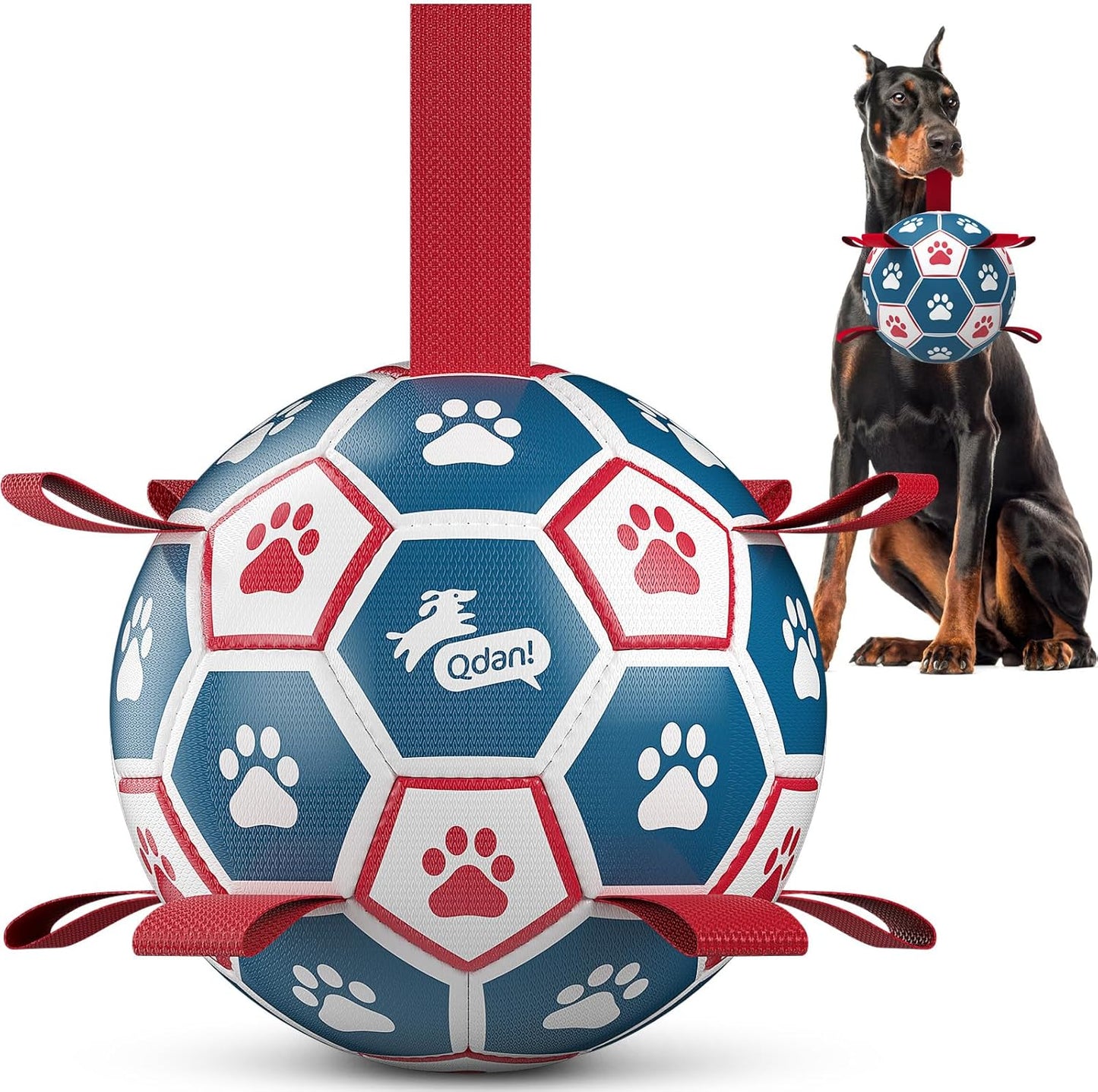 QDAN Dog Balls, World Cup Soccer Ball with Straps, Durable Herding Balls for Small Medium Pet, Puppy Birthday Gifts, Dog Water Toy, Pet Toys Puppy Ball (6 Inch) - Image 10
