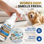 Close up of Sheiner's pet cleaner label showing safe for pets and kids