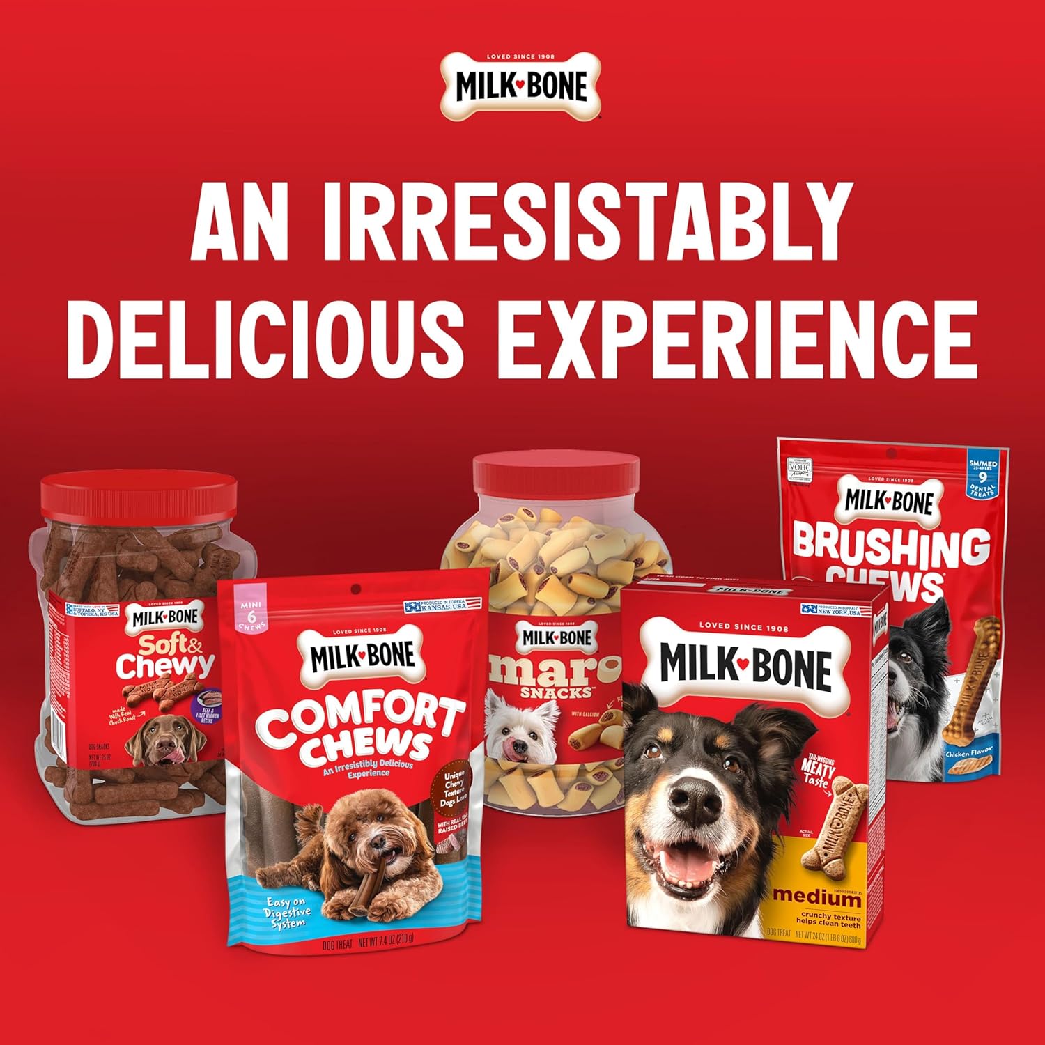 Authentic Milk-Bone pet treats back view with ingredients list
