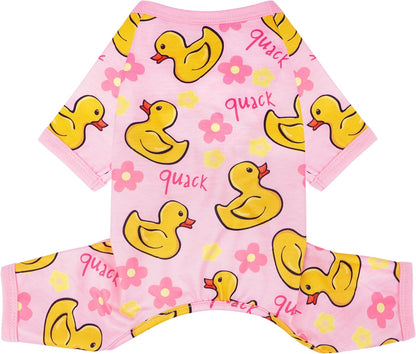 Side view of a small breed dog wearing viunimo summer pet pjs