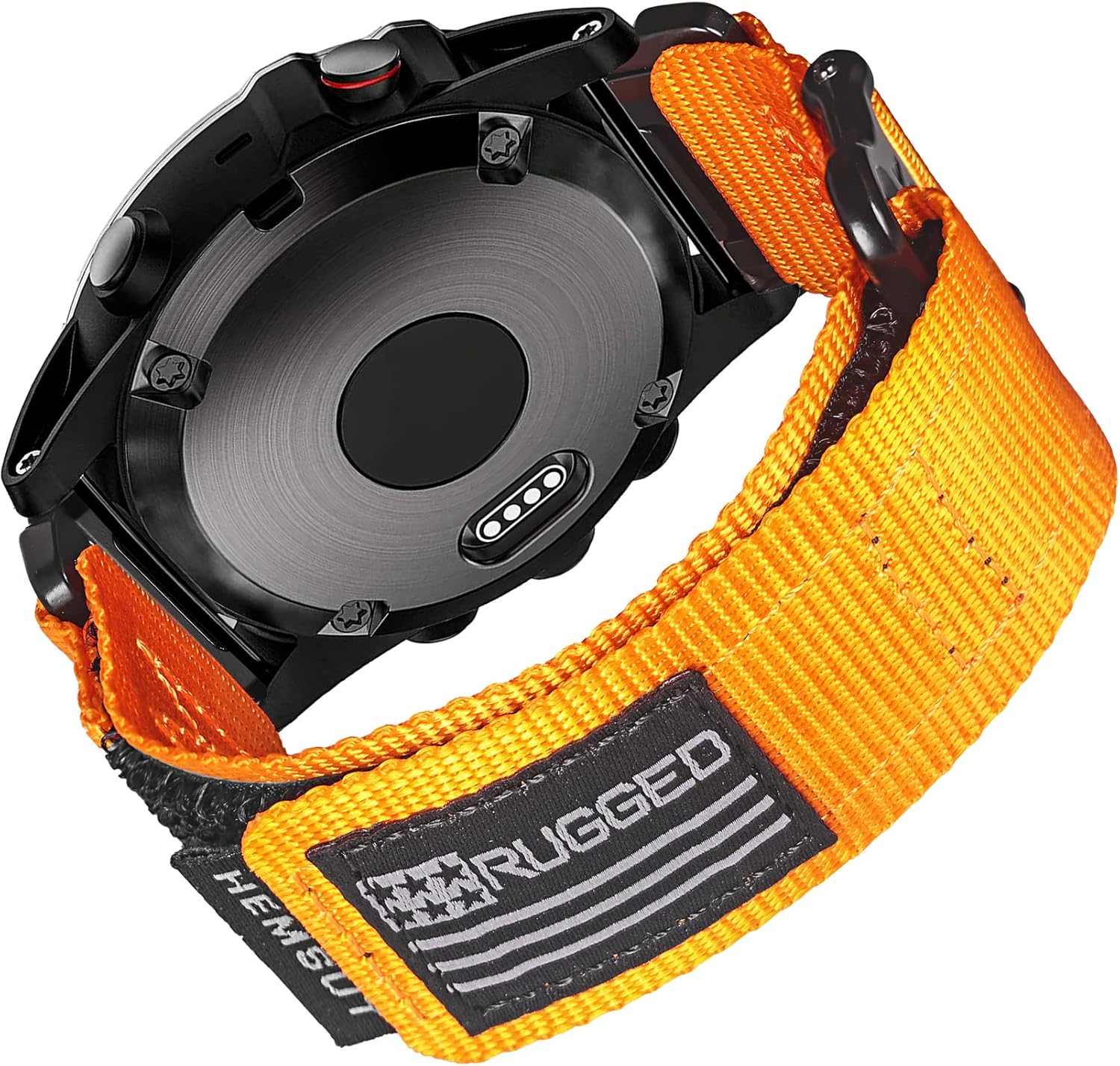 Hemsut H premium black woven loop sports band flat layout