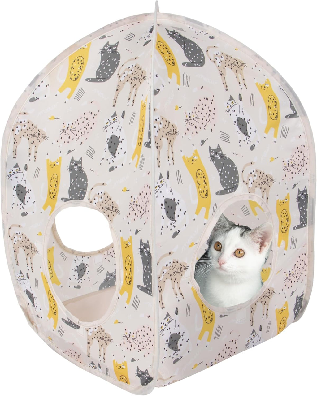 Kitty City Safari Jungle Pop-Up Cat Cube, Collapsible Indoor Cat Hideout & Play Cube with Peekaboo Openings, Easy Storage, 15" x 15" x 15" - Image 10