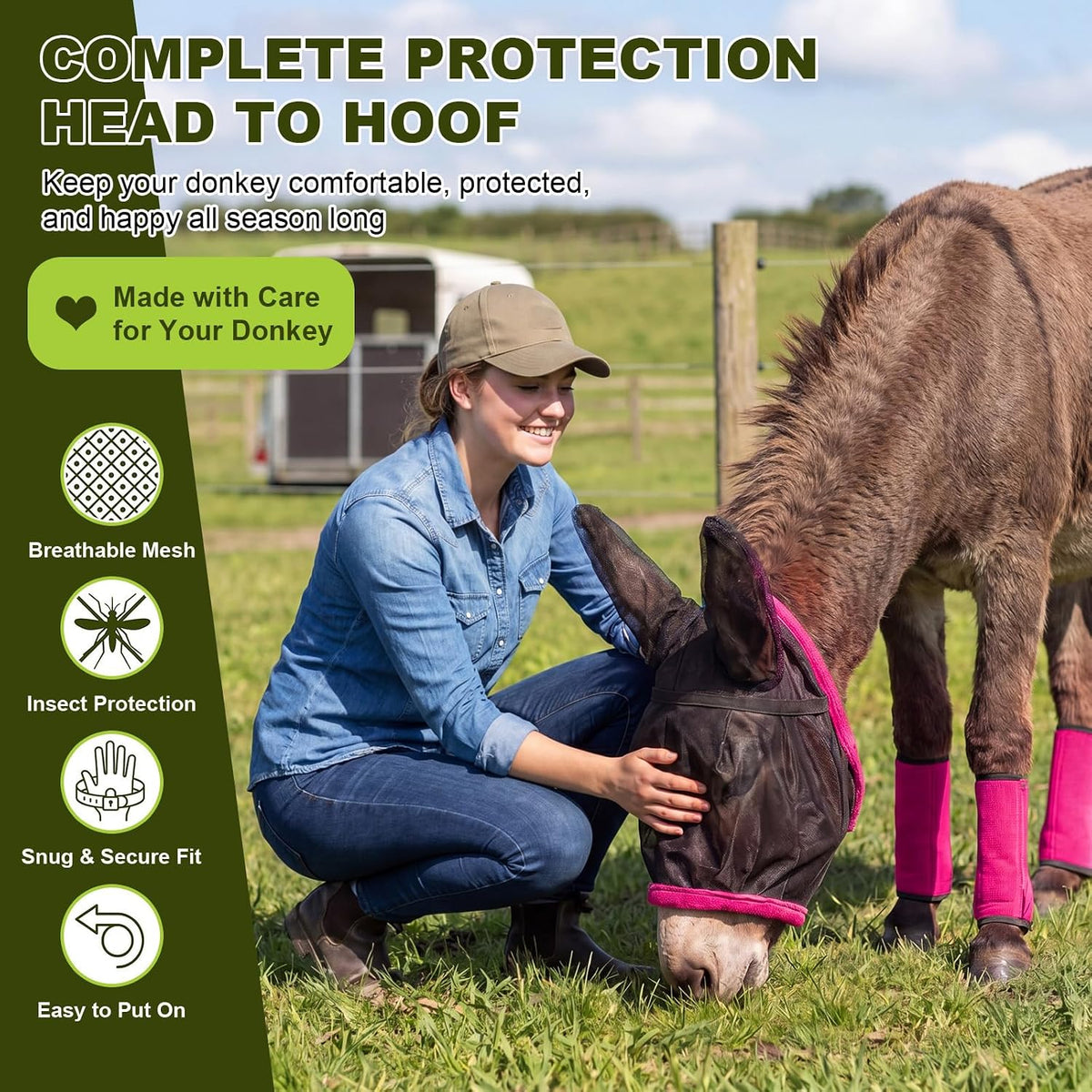 Adjustable non slip closures on SHOOFLY breathable equine fly leggings
