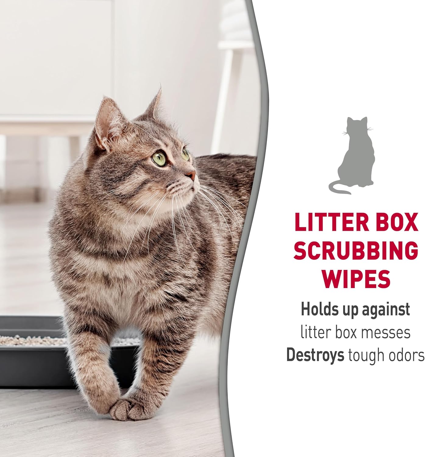 USA imported Nature's Miracle unscented pet odor eliminator wipes for deep cleaning plastic litter pans.