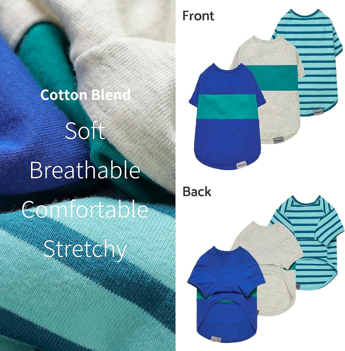 Gray color block Fitwarm dog shirt detailed view