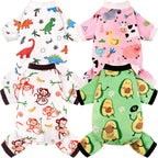 Packaging overview of the authentic imported four piece set of soft recovery garments for dogs.