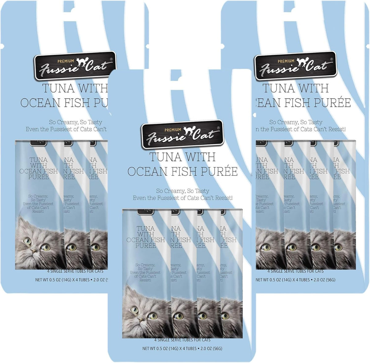 Fussie Cat grain free pet treat retail packaging box