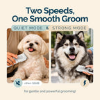 Six different guide combs and stainless steel grooming accessories included in the Furry Touch pet trimmer set.