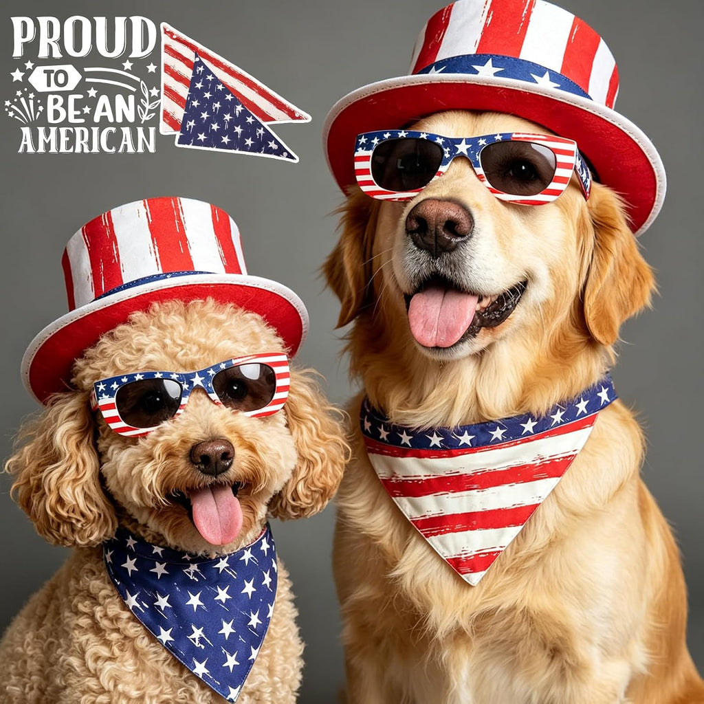 Pet wearing Icemood patriotic triangle bandana outdoors