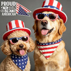 Pet wearing Icemood patriotic triangle bandana outdoors