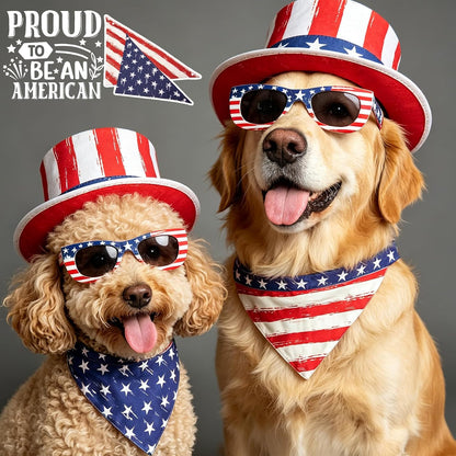 Pet wearing Icemood patriotic triangle bandana outdoors
