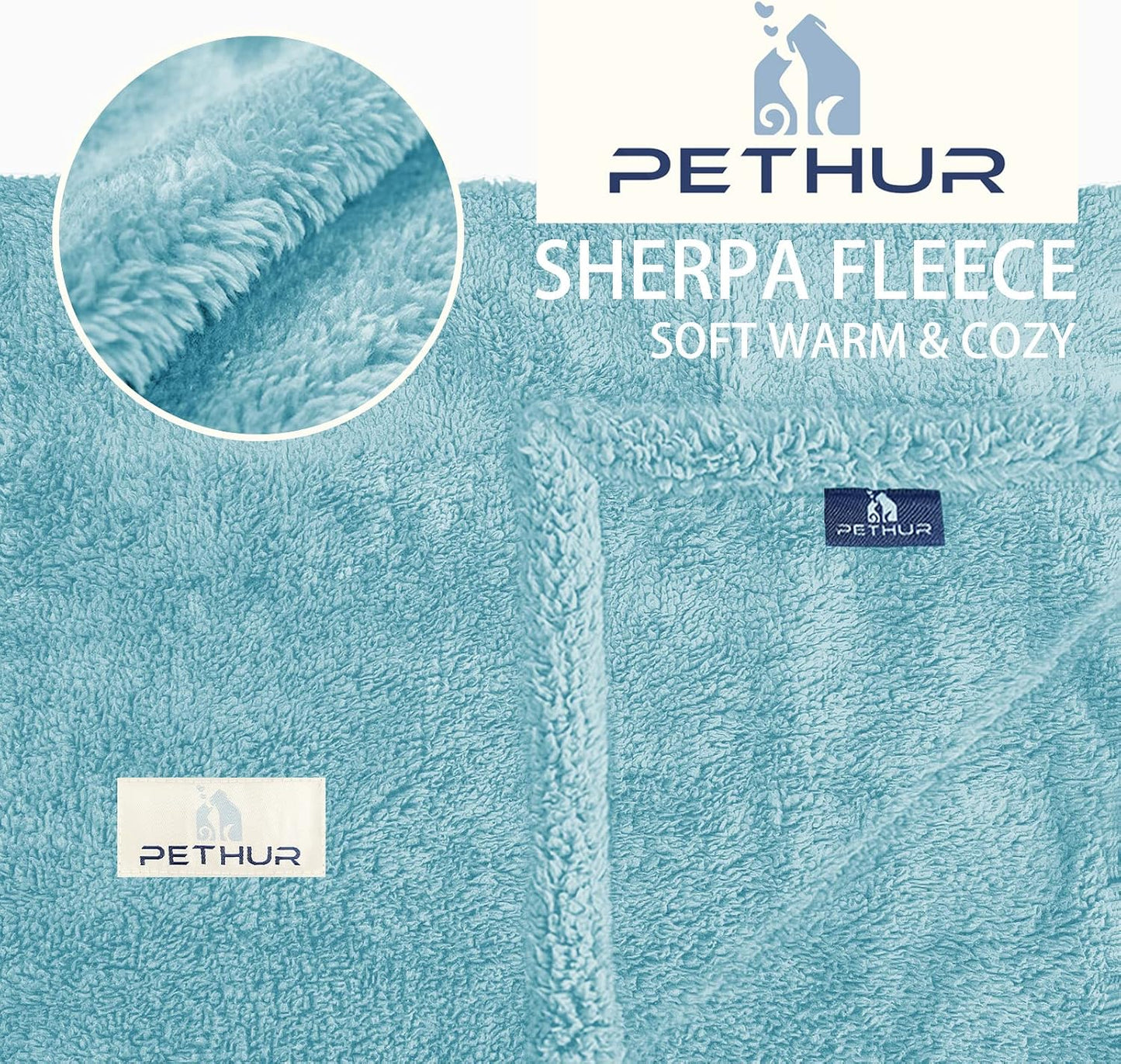 PETHUR small pet blanket reversible sherpa fleece side close up texture