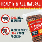 Close up of Canine Chews beef basted rawhide sticks